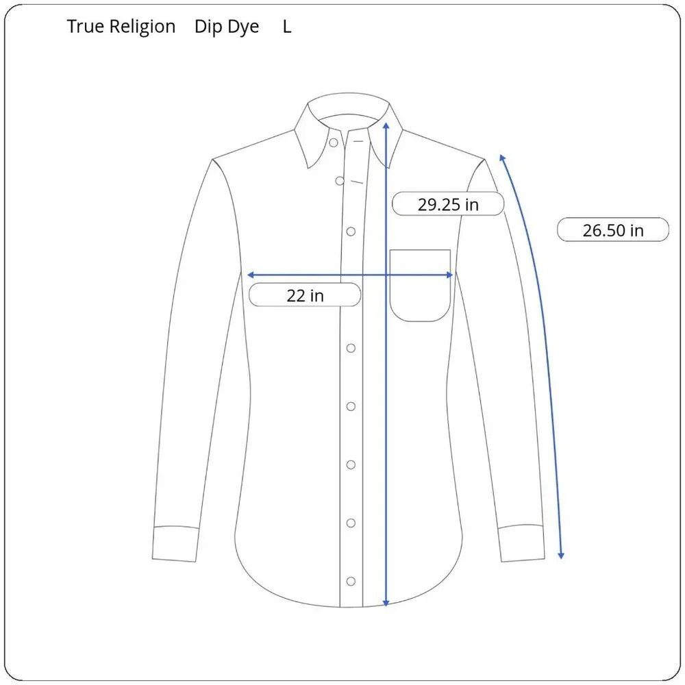 True Religion Men's Large Slim Long Sleeve Dip Dye Ombre Flannel Button Up Shirt